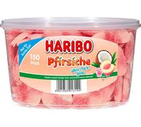 Haribo Pêche White-Peach Pêche Coco 150 pièces boîte ronde 1350g