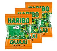 Haribo quaxi fröschli Grenouilles, Lot de 3, Caoutchouc - Babyours - Vin en Caoutchouc, Fruit Caoutchouc en Sachet, Pochette