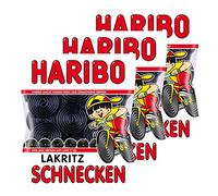 HARIBO Réglisse escargots, Lot de 3, lakrtitzschnecken, Bonbons, nascherei en Sachet, Pochette