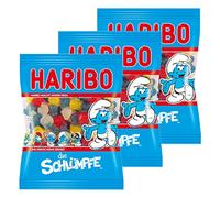Haribo Schtroumpfs, Lot de 3, Caoutchouc - Babyours - Vin en Caoutchouc, Fruit en Caoutchouc, Vegeta RISCH en Sachet, Pochette