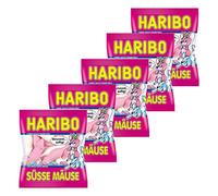Haribo Süsse Mousse Souris, Lot de 5, Sucre, Fruit Caoutchouc en Sachet, Pochette