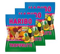 HARIBO tropi Frutti, Lot de 3, Caoutchouc - Babyours - Vin en Caoutchouc, Fruit Caoutchouc en Sachet, Pochette