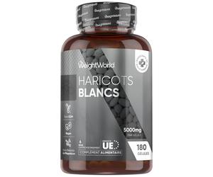 Haricots Blancs 5000mg, 180 Gélules Vegan (6 Mois) avec Zinc et Chrome, Extrait de Haricots Blancs White Kidney Beans (50:1), le Chrome contribue au maintien d’un taux normal de glycémie (EFSA)
