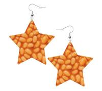 Haricots Blancs Cuits Au Four Savoureux Boucles D'Oreilles En Cuir Légères Boucles D'Oreilles Tendance Pendantes En Cuir Pour Décorations Femme