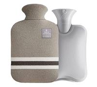 Harikaji Bouillotte en caoutchouc de 2 L avec housse tricotée, sac d'eau chaude sûre pour les crampes, soulagement de la douleur, lot d'eau chaude classique (gris)
