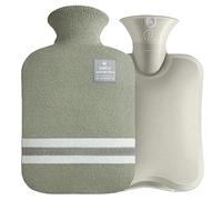 Harikaji Bouillotte en caoutchouc de 2 L avec housse tricotée, sac d'eau chaude sûre pour les crampes, soulagement de la douleur, lot d'eau chaude classique (vert)