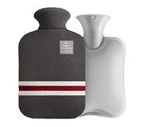 Harikaji Bouillotte en caoutchouc de 2 L avec housse tricotée, sac d'eau chaude sûre pour les crampes, soulagement de la douleur, lot classique (Gris foncé)