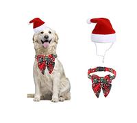 Harikaji Ensemble collier et chapeau avec nœud papillon pour chien de Noël avec boucle pour chats et chiens de petite et moyenne taille (rouge vert, taille L)