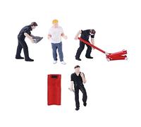 Harilla 1/64 Film Personnage Diorama Peint Figure Auto Réparateur Rue Chemin de Fer Parc Bâtiment Scénario pour Bureau Décor Collections Acces, Noir