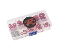 Harilla 125 Rondelles et Entretoises Colorées Universelles M2.5 M3 pour Têtes de Coupe, Compatibles avec Tous Les Modèles 1/10 et 1/8. Pièces de Finition pour, Rouge