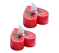 Harilla 2 Pièces Bougies Solaires sans Cire Lampes LED Élégantes Étanchéité IP65 Allumage Automatique Décoration Ambiance Convient à la Table Jardin Fenêtre, Cœur Rouge Illuminé