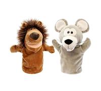 Harilla 2 Pièces Marionnette Animale Jouet Interactif Gant Peluche Bouche Articulée pour Histoires Ludiques Utilisation Tissu Doux Adapté Aux Enfants Animatio, Lion et Rat