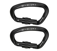 Harilla 2 Pièces Mousqueton Escalade D Forme Accroche Crochet Aluminium Léger Solide Adapté pour Alpinisme Camping Utilisation Extérieure, Noir, 10x5.6cm