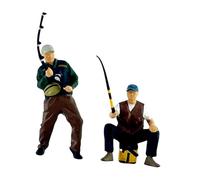 Harilla 2x 1:64 Échelle mâle pêcheur diorama figures de pêche de pêche miniatures ornements afficher la nouveauté artisanat œuvres d'art de personnes modèles