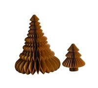 Harilla 2x Décoration de sapin de Noël en papier, pliable, à poser sur une table ou à poser pendant les fêtes. Sculpture artisanale pour cheminée en hiver, Jaune