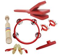 Harilla 6 Pièces Kit Instruments de Musique Enfants Percussions Débutants Tambourin Castagnettes Cymbalettes Grelots Matériau Bois Toucher Doux Découverte