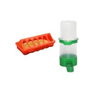 Harilla Abreuvoir Automatique pour Animaux avec Distributeur de Nourriture Fontaine à Eau pour Oiseaux Bol Amovible Pratique Bouteille Transparente Adapté Pou, Petit