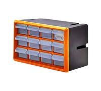 Harilla Armoire de Rangement Tiroirs Type Organisateur Multi Compartiments Classement Murale En PP Robuste pour Accessoires Garage, Orange 12 Petite Grille