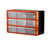 Harilla Armoire de Rangement Tiroirs Type Organisateur Multi Compartiments Classement Murale En PP Robuste pour Accessoires Garage, Grille Moyenne Orange 9