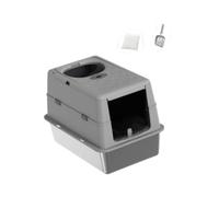 Harilla Bac à litière pour Chat avec Couvercle et Porte Avant Amovible, Portable, Grande capacité, pour Chatons, Gris Petit