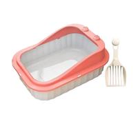 Harilla Bac à Litière pour Chat Bac à Litière Chat Ouvert Structure Amovible Bac Anti-éclaboussures Surface Résistante en PP Adapté Aux Chats Lapins Rongeurs, Rose