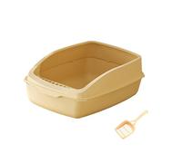 Harilla Bac à Litière pour Chat Plateau Litière Ouvert Cadre surélevé Matériau Solide Pédale Perforée Nettoyage Rapide Adapté pour Chats Chiens Rongeurs Usage, Jaune