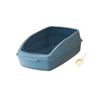Harilla Bac à Litière pour Chat Plateau Litière Ouvert Cadre surélevé Matériau Solide Pédale Perforée Nettoyage Rapide Adapté pour Chats Chiens Rongeurs Usage, Bleu