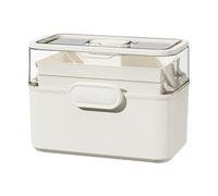 Harilla Boîte à Pharmacie Portable avec poignée, conteneur de Rangement Vide pour Accessoires de Couture, pour la Maison, la Commode, Le Bureau, Les, Blanc