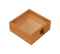Harilla Boîte de rangement en bois, boîte à fleurs, boîte à bonbons décorative, conteneur, boîte à souvenirs pour pièce maîtresse, réception de mariage à, couvercle en verre 12x12x5cm
