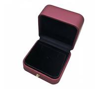 Harilla Boîte Présentoir Broche Structure Carrée en Similicuir PU Élégant Intérieur Entièrement Velours Long Couvercle à Charnière Rigide Utilisable pour, Rouge Vin, Incliné 7-7-4,5cm