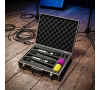 Harilla Boîtier de Rangement Mallette Micro Chant Valise Audio Coffret Transport Rigide avec Intérieur Matelassé en Mousse Formée et Couvercle à Charnière, Noir, Noir, pour 4 Microphones