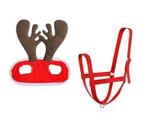 Harilla Bonnet de Père Noël pour Cheval, rênes et rênes, Bride en Bois de Renne, Chapeau de Noël pour Cheval, Costume de pour Cheval.