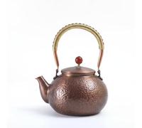 Harilla Bouilloire en Cuivre Théière Traditionnelle Poignée Isolée Motif Texturé Élégance Rétro Fabrication Artisanale Adaptée Bureau Cérémonie Thé Décoration Maison, 1,2L, Marteau N°1