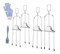 Harilla Brochette de Barbecue à 3 Dents Ustensile en Acier Inoxydable avec Glissière Triangulaire et Prise Sécurisée avec Pinceau et Gants