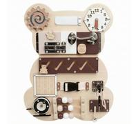 Harilla Busy Board en Bois Leviers Seoriel Planche à Manipulatio Élémen Interactifs Non Électrique Jeu Rén Problèmes, Couleur Bois