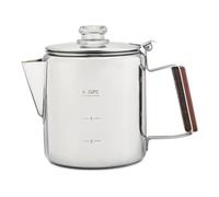 Harilla Cafetière en Acier Inoxydable 304 avec Bouton de Couvercle en Verre et Bec Précis Poignée Imitation Bois Confortable Résistante aux Adaptée au Camping, Argent, size to 3
