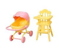 Harilla Chaise Haute et Poussette Miniatures à l'échelle 1/12, Accessoires de mobilier pour Maison de poupée et décors pour aménagement de scènes de Vie, Jaune