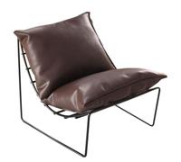 Harilla Chaise Miniature Salon Fauteuil Poupée Siège Maquette Cadre Métallique Noir et Coussin Similicuir Légère et Solide Adaptée aux Scènes Miniatures Vitrines Prises de Vue, Marron Foncé