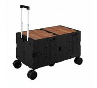 Harilla Chariot Pliant Extérieur Chariot Utilitaire Wagon Pliable Charrette Roulante Diable de Transport Compact et Repliable Quatre Roues pour Manœuvre Aisée, Noir, Grand 150L