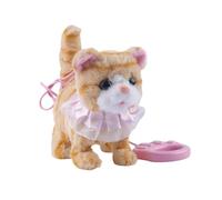 Harilla Chaton musical en peluche avec laisse, jouet pour les tout-petits, jouet électronique pour animaux de compagnie, Jaune