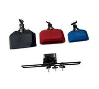 Harilla Cloche de 4", 5" et 6" pour percussions latines, bloc de batterie professionnel avec tige de fixation et pince pour spectacles, Bleu Rouge Noir