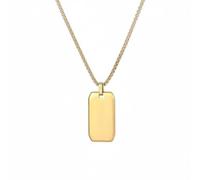 Harilla Collier Pendentif Acier Inoxydable Chaîne Tag Rectangulaire Médaillon Brillant Surface Lisse Confortable Approprié pour Soirées Mode Décontractée Superpositions, Doré