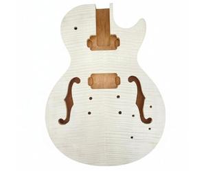 Harilla Corps de Guitare Électrique Semi-creux Corps Caisse Table Dos/éclisses en Bois Dur et Table Érable avec Ouïes Brut Poncé pour Finitions Personnalisées
