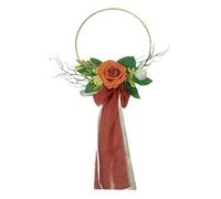 Harilla Couronne de roses artificielles en forme de cercle, guirlande ronde, décoration murale pour la Saint-Valentin, un anniversaire ou une chambre, Orange