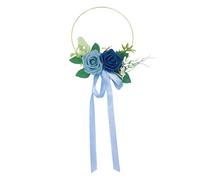 Harilla Couronne de roses artificielles en forme de cercle, guirlande ronde, décoration murale pour la Saint-Valentin, un anniversaire ou une chambre, Bleu