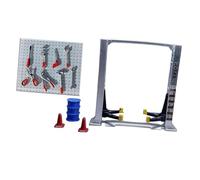 Harilla Diorama miniature au 1/64 avec kit garage, pont élévateur réaliste, mobilier et outils de réparation, panneau perforé, Pont élévateur Argenté