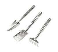 Harilla Ensemble de 3 Mini-Outils de Jardinage Légers en Acier Inoxydable pour La Plage et Les de Neige, Outil à Main pour Creuser La Terre Meuble, Pelles et Râteau