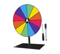 Harilla Ensemble de Plateau tournant de Table avec Roue de Fortune et Stylo effaçable, Plateau tournant de Prix Facile à Assembler pour Les activités, Base Carrée Couleur Foncée