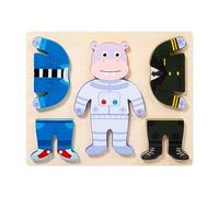 Harilla Ensemble de Puzzle D'habillage En Bois, Jeux de Changement de Vêtements, Jouets éducatifs pour Bébés, Enfants Filles Garçons âgés de 4 Ans, hippopotame
