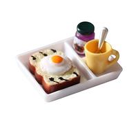 Harilla Ensemble de simulé avec assiette de service pour décoration de maison miniature 1/12 - Accessoire de jeu de meubles de cuisine, Faire frire des toasts aux œufs